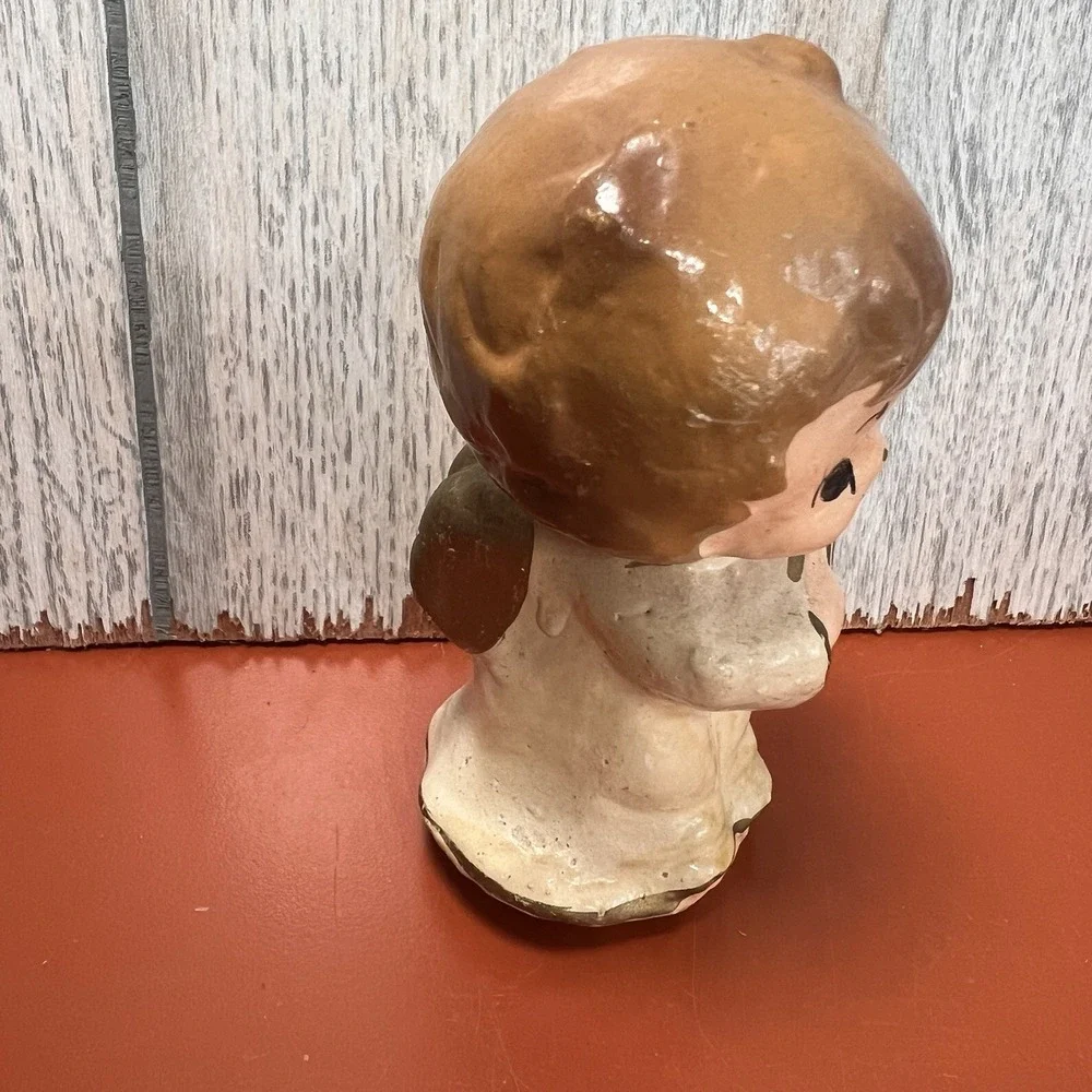 Vintage Christmas lark brand Angel with‎ guitar figurine kitschy